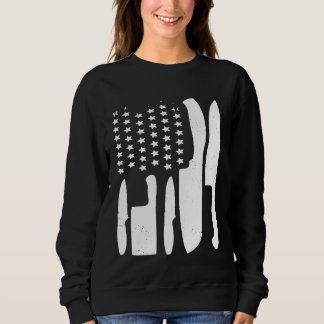 Chef Knives Usa  Flag Kitchen Culinary Food Restau Sweatshirt