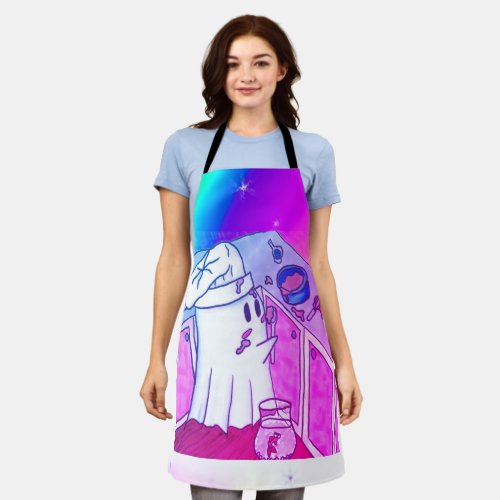 Chef Kurt Apron _ Cute Ghost with Rainbow