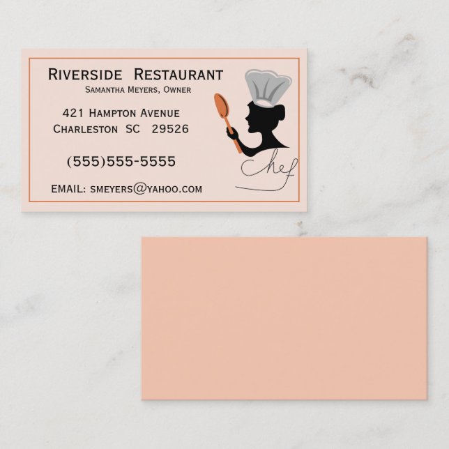 Chef Lady Silhouette Business Cards (Front/Back)