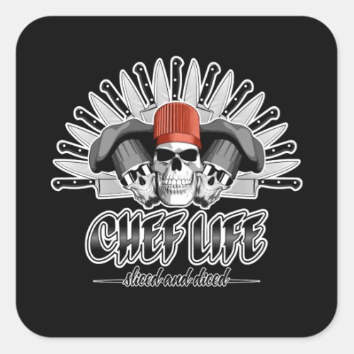 Chef Life Sliced and Diced Square Sticker