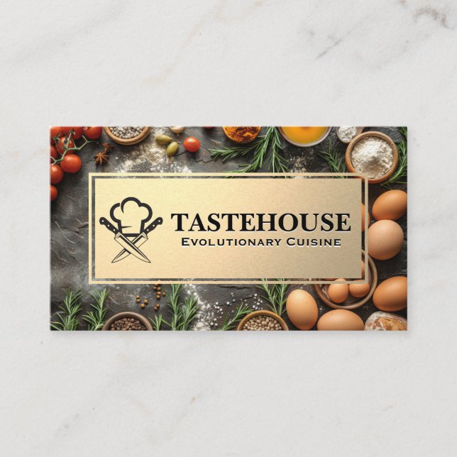 Chef Logo | Cooking Ingredients Business Card (Front)