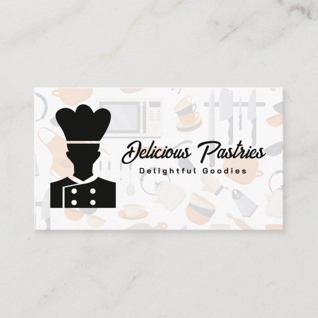 Chef Logo | Cooking Tools | Catering Business Card (Front)
