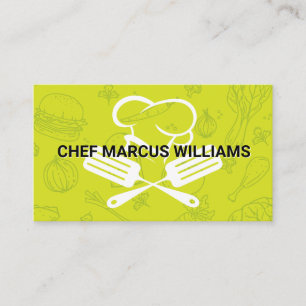 Chef Logo Food Pattern Business Card