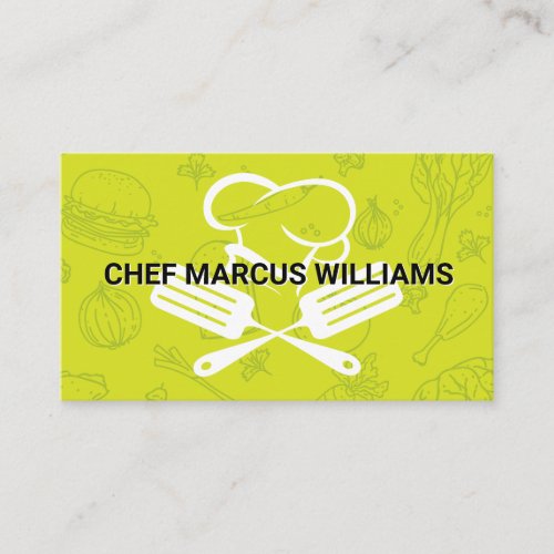 Chef Logo  Food Pattern Business Card