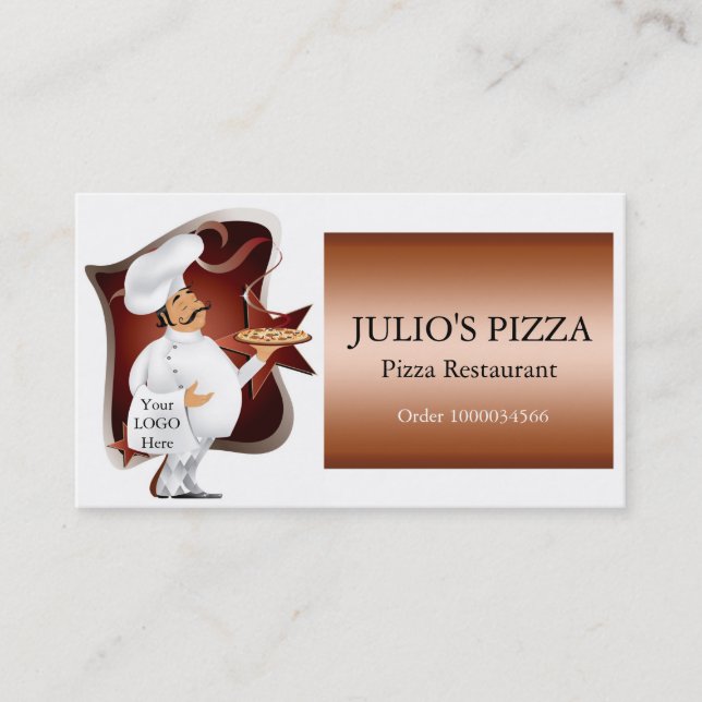 Chef Logo For Pizza Restaurants Business Card (Front)