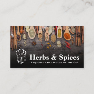 Chef Logo Herbs and Spices on Spoons Business Card