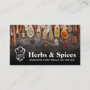 Chef Logo   Herbs and Spices on Spoons Business Card