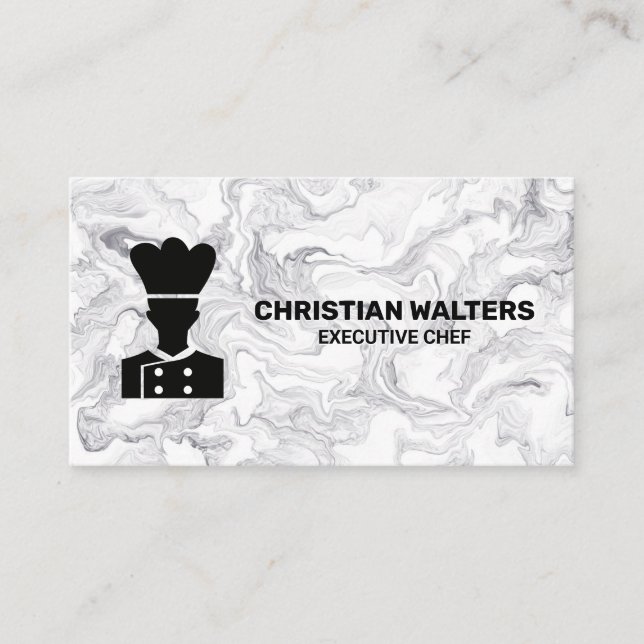 Chef Logo | Marble Background Business Card (Front)