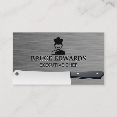 Chef Logo  Metallic Butcher Knife  Business Card