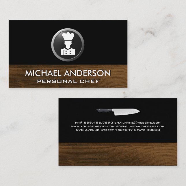 Chef Logo | Wood Trim Business Card (Front/Back)