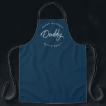 Chef Master Daddy Personalized Year Modern Apron<br><div class="desc">Is Daddy a chef master? Encourage his skills in the kitchen with this custom apron. Personalize this modern design apron with a retro feel with year "since" he's been a daddy making your culinary dreams come true. Blue apron with white, modern typgography for the words "Chef Master Daddy" Since... ...</div>