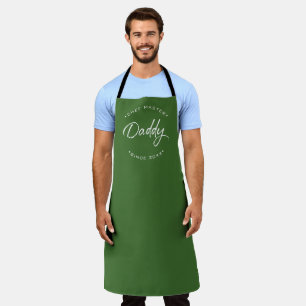 Chef Master Daddy Personalized Year Modern green  Apron
