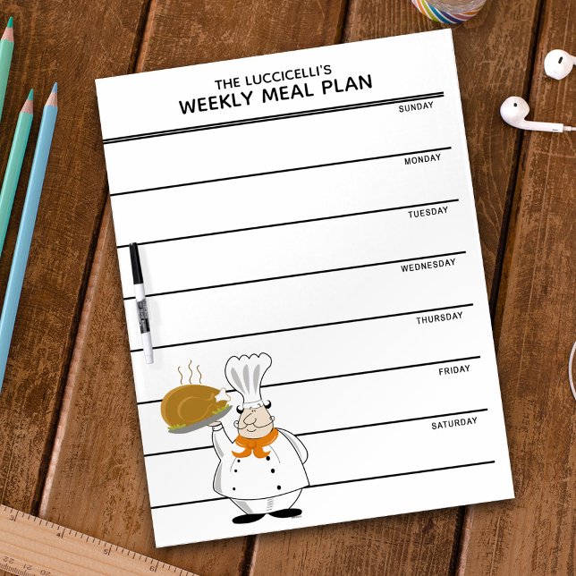 Chef Minimalist Simple Meal Planner Weekly Meals Dry Erase Board (Creator Uploaded)