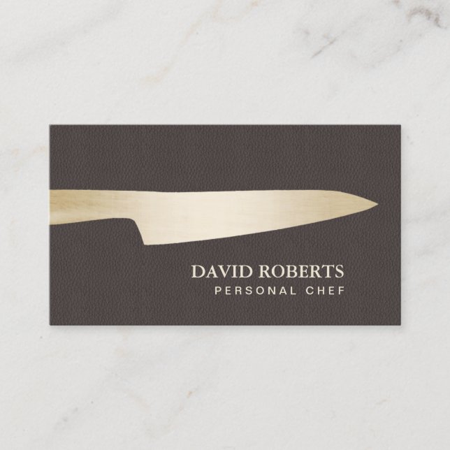 Chef Modern Gold Knife Professional Business Card (Front)