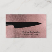 Chef Modern Rose Gold Black Knife Catering Business Card (Front)