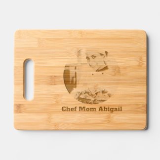 Chef Mom Photo Name Engraved Cutting Board