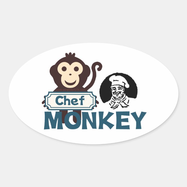 Chef Monkey Oval Sticker (Front)