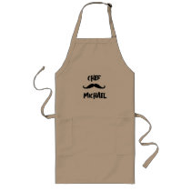 "Chef" Mustache black Personalized Long Apron