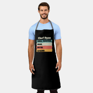 Chef Name Father Day Grill Master Man Myth Legend Apron