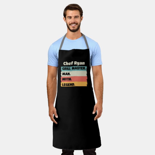 Chef Name Father Day Grill Master Man Myth Legend Apron (Worn)