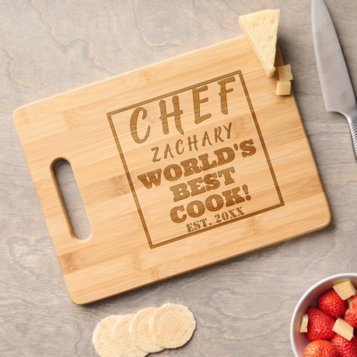 Chef Name Worlds Best Cook Cutting Board