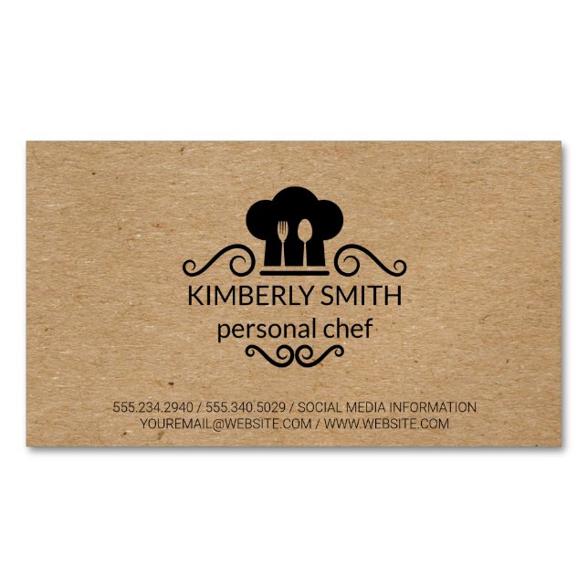 Chef | Natural Business Card Magnet (Front)