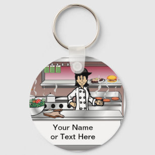 Chef, no hat - Female Cartoon by PrintedPerfection Keychain