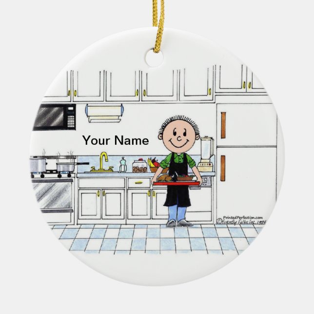 Chef, no Hat - Male Ceramic Ornament (Front)