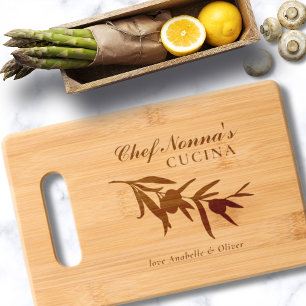 Chef Nonna Kitchen Olive Branch Wooden Engraved Cutting Board