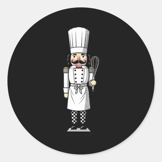Chef Nutcracker Cook Hat Xmas  Classic Round Sticker (Front)