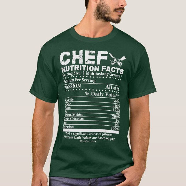Chef Nutrition Facts  Cool Chef Tee Gift For (Front)