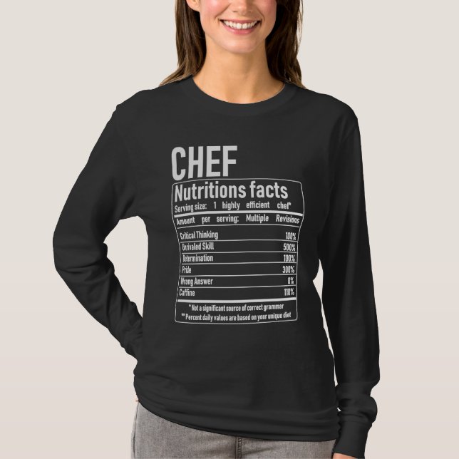 Chef Nutrition Facts  Culinary Cooking Cooker Outf T-Shirt (Front)