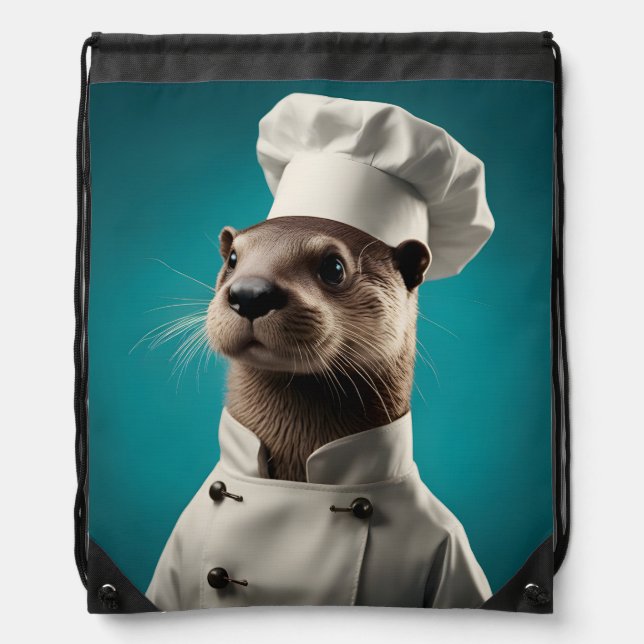 Chef Otter Drawstring Bag (Front)