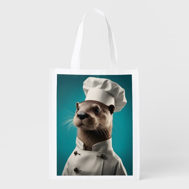 Chef Otter Grocery Bag (Front)