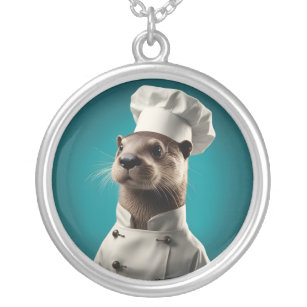 Chef Otter Silver Plated Necklace