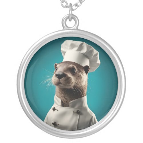 Chef Otter Silver Plated Necklace