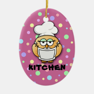 chef owl 2 ceramic ornament