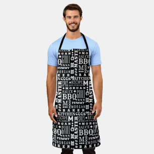 Chef Pattern Black And White Cook Personalized Apron