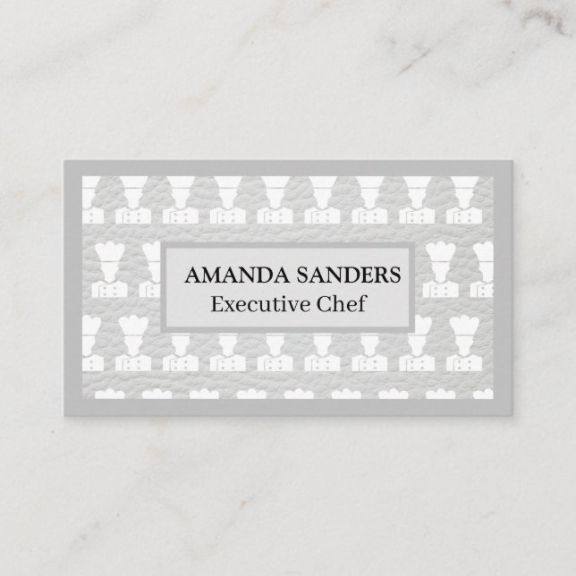Chef Pattern | Leather | Whisk Business Card (Front)