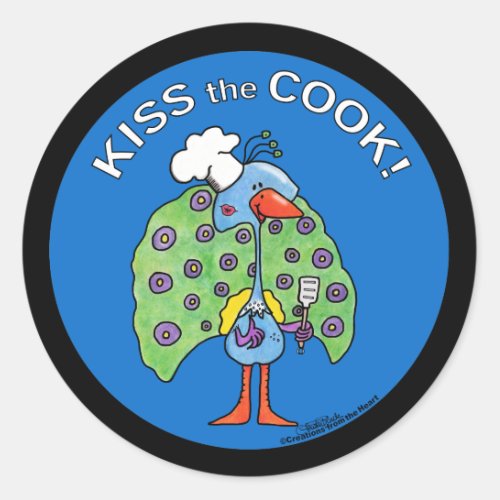 Chef Peacock Kiss the Cook Classic Round Sticker