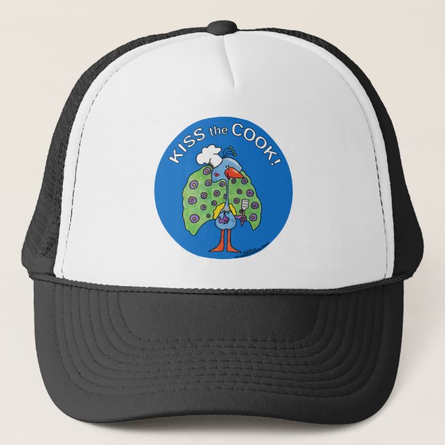 Chef Peacock, Kiss the Cook! Trucker Hat (Front)