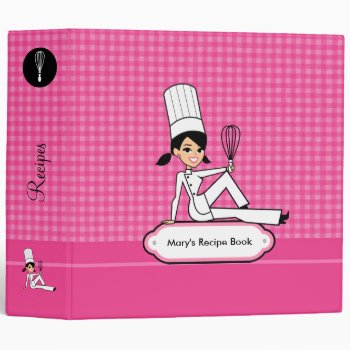 Chef Personaliized Recipe Binder With Illustration by ShopDesigns at Zazzle