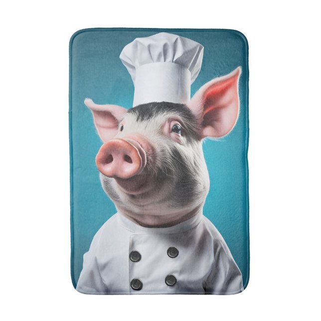 Chef Pig Bath Mat (Front Vertical)