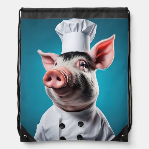 Chef Pig Drawstring Bag
