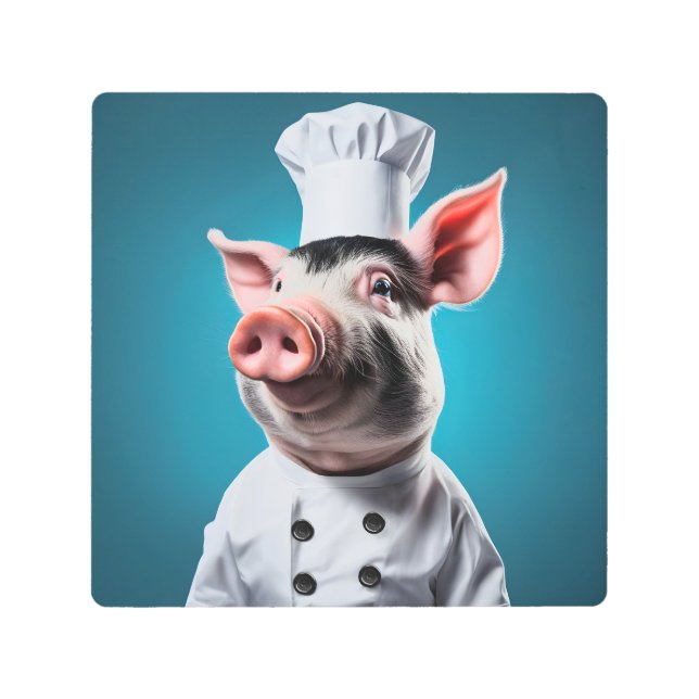 Chef Pig Metal Print (Front)