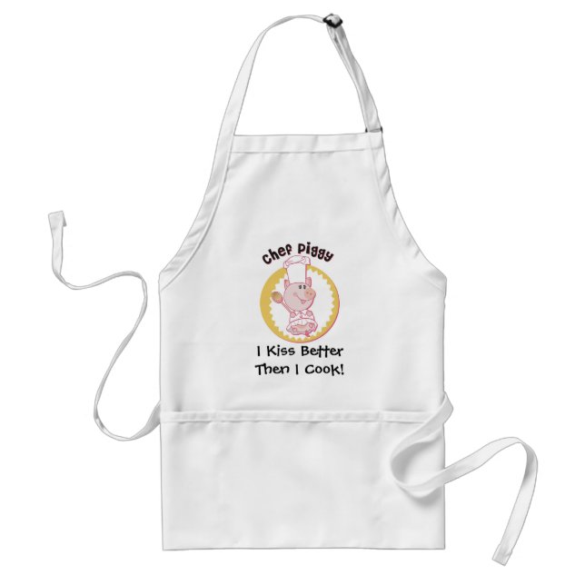 Chef_Piggy, I Kiss Better Then I Cook! Adult Apron (Front)