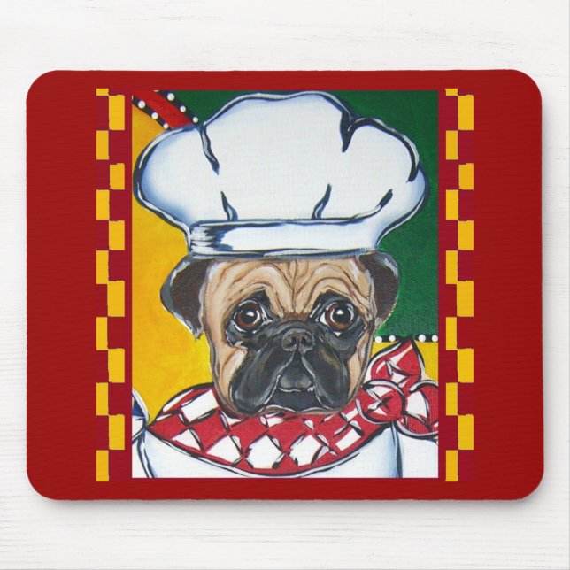 Chef Pug Mouse Pad (Front)