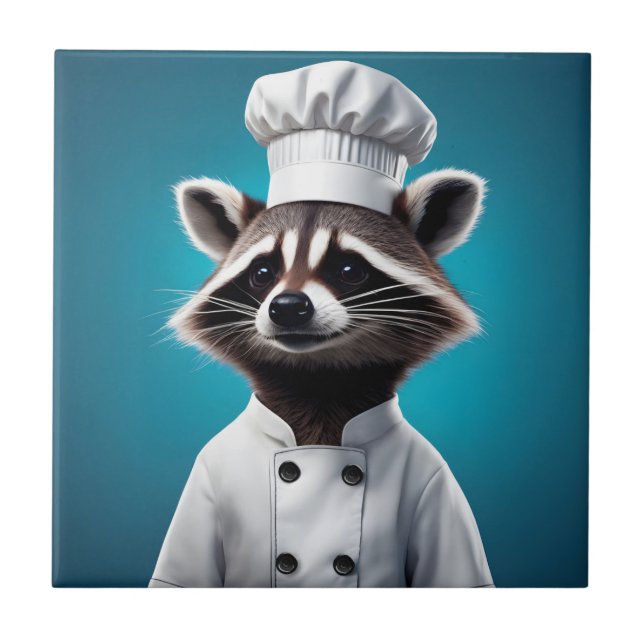 Chef Raccoon Ceramic Tile (Front)