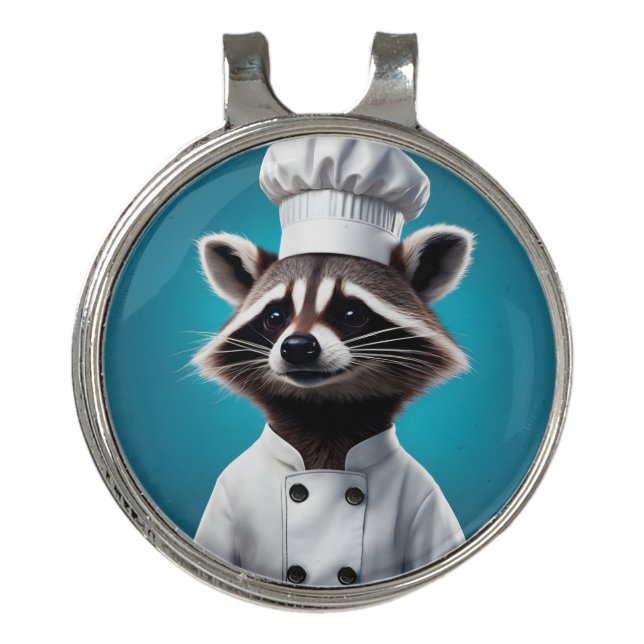 Chef Raccoon Golf Hat Clip (Front)