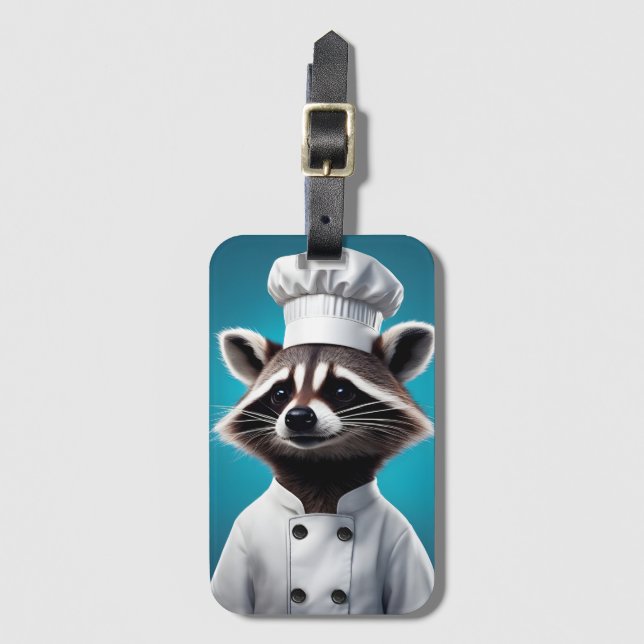 Chef Raccoon Luggage Tag (Front Vertical)